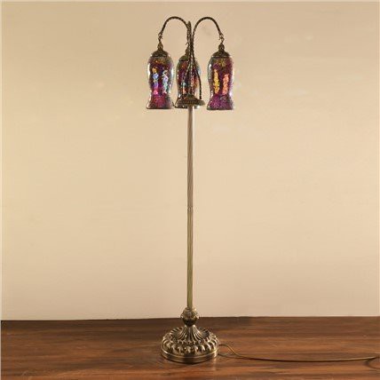 Τουρκικό μωσαϊκό γυαλί 3 φώτα λάμπα δαπέδου